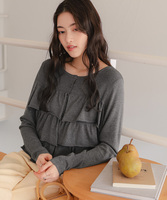 ティアードフリルニットカーディガン/トップス