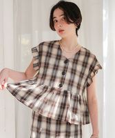 ペプラムフレンチスリーブブラウス【メール便可／100】