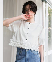 裾ダブルフリルハーフスリーブブラウス【メール便可／100】