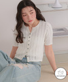 アイレットニットハーフスリーブトップス
