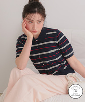 抗ピル襟付きハーフスリーブボーダーニット【メール便可／100】