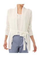 麻混リブネックカーディガン