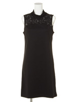 レース×ミラノリブバイカラーワンピース