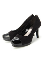 エナメル×スエード風パンプス