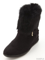 ファー付きベルトショートブーツ