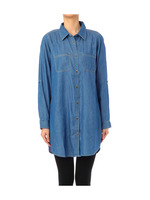 デニムロールアップシャツワンピース