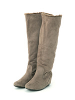 ロングスエード調ファーインヒールブーツ