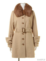 ショートカットドビーファー衿コート