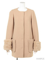 ノーカラーAラインコート