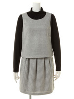 千鳥ブラウス×スカートアンサンブル