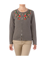 フラワー刺しゅうニットカーディガン