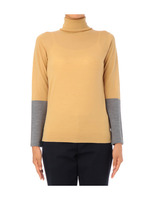 袖配色ニットプルオーバー