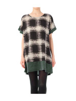 チェック切り替えチュニックワンピース