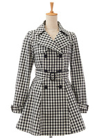 チェックサイドフレアートレンチ