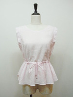 ストライプペプラムブラウス