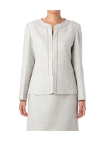 ノーカラーパイピングツイードジャケット