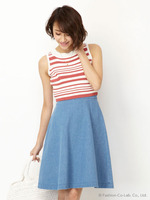 ノースリーブニット×フレアスカートセット