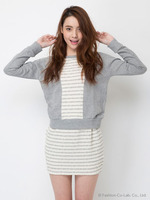 ミニ裏毛×ボーダーニットソープルオーバー