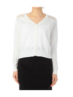 レース切り替えニットカーディガン