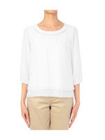 七分袖パフスリーブシフォンプルオーバー