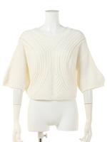 透かし編みニット　クロップドPO