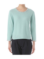 編み地切り替えビジューニット