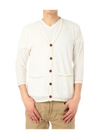 杢調Vネック七分袖カーディガン