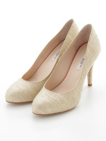 アクセントヒール・リネンパンプス