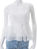 【ECURY】フラワーレースぺプラムチュニック