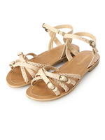 ベルト×メッシュフラットサンダル