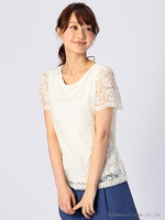 ヨークキリカエレースTシャツ