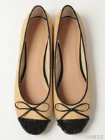 リボン配色バレエシューズ