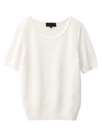 [L]ワッフル編み切り替えニットプルオーバー