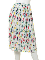 【FEMININE】グレイズフラワーMフレアプリーツSK