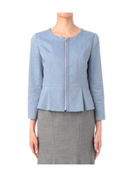 シャンブレーノーカラージャケット