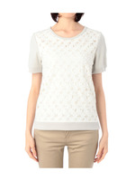 フラワー刺しゅうレース×ラメ裏毛プルオーバー