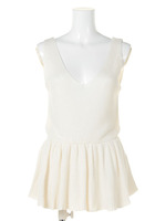 プレーンペプラムニットタンク