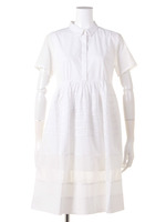 シャツ襟レースワンピース