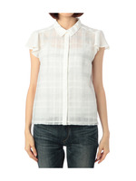 チェック柄オーガンジーシャツ