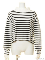 ハイネックボーダートップス