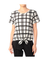 前結びチェックプルオーバー