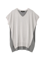 編み地&カラー切り替えニットプルオーバー