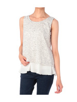 杢調シフォンレイヤードカットソー