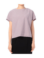 ギンガムサッカー半袖ブラウス