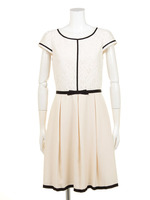 総レース切り替えグログランリボンワンピース