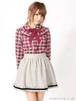 裾ベロアリボンフリルスカート