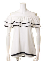 【DUO】 配色オフショルフレアTOPS