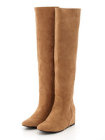 フェイクスエードインヒールニーハイブーツ