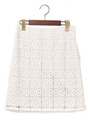 JC レース/ラメ裏毛 重ね ミニタイトスカート 03(ホワイト)
