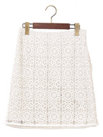 JC レース/ラメ裏毛 重ね ミニタイトスカート 03(ホワイト)